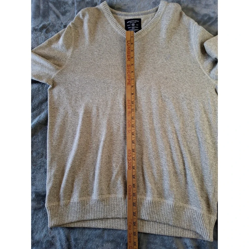 American Eagle Outfitters Mens V-Neck Sweater Tan Heathered Knit Large L/G